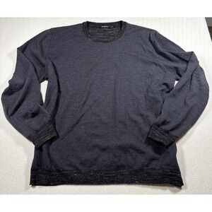 Bugatchi Black Grey Heather Sweater Mens Large Merino Wool Italy Crewneck Knit